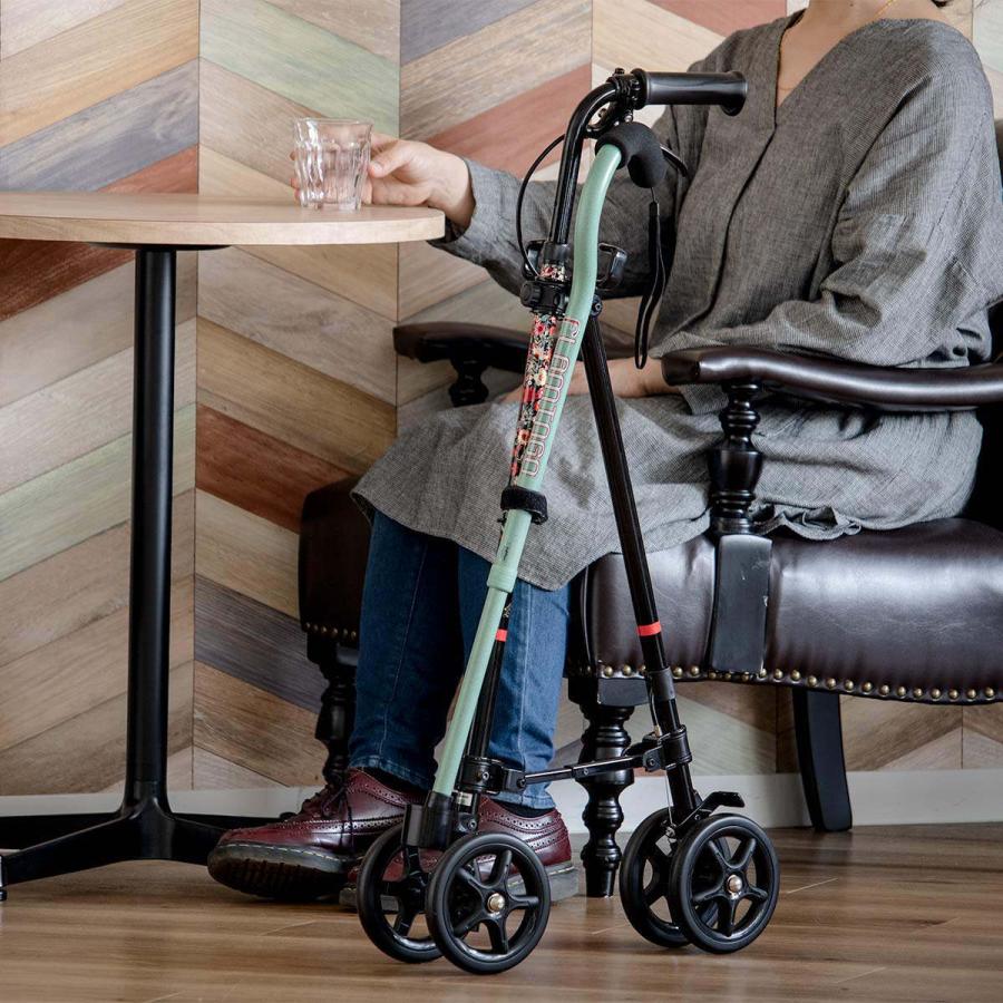 フジホーム 杖 ブーケ 車輪付き 高さ調節 ハンドレールステッキ 介護