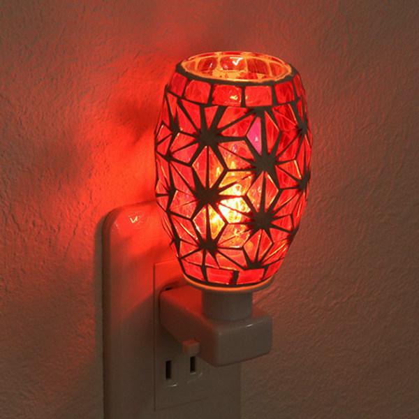 ステンドグラス　アロマランプ アロマライト コンセント型 LED あさのは モザイク アロマ ランプ