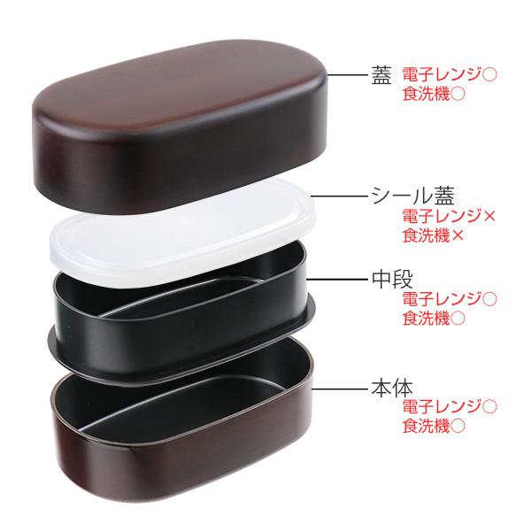 お弁当箱 2段 830ml ジャンボ小判ランチ 木目塗 栃木目 ランチボックス