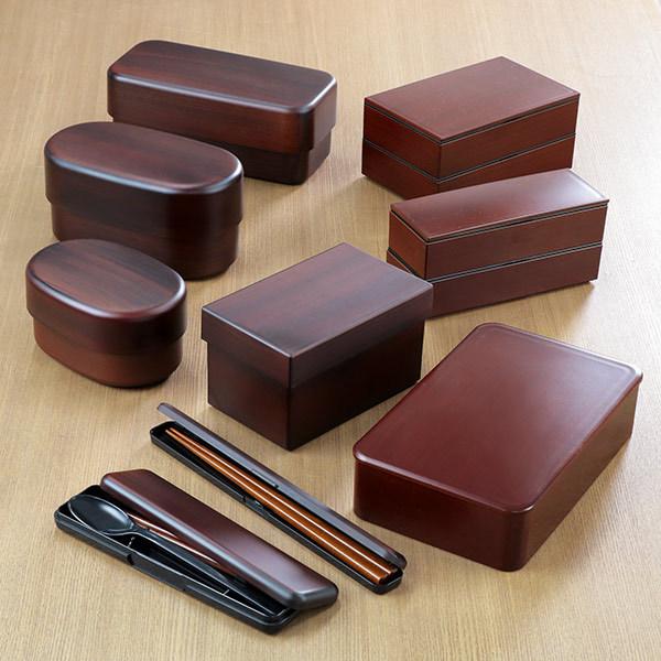 お弁当箱 2段 830ml ジャンボ小判ランチ 木目塗 栃木目 ランチボックス