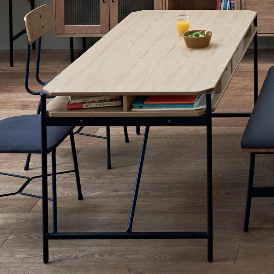 弘益 ダイニングデスク グラム 幅140cm 木製 天然木 突板 引き出し  