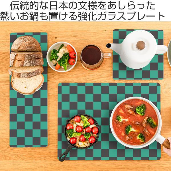 キッチントッププレート 鍋敷き 耐熱ガラス製 和柄 40×30cm ガラス