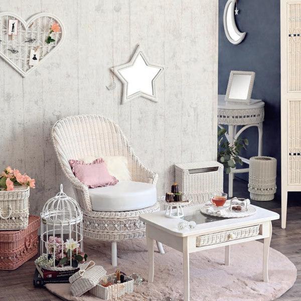 籐 トレイ お盆 姫系 fiore 幅33cm （ ラタン お菓子皿 インテリア