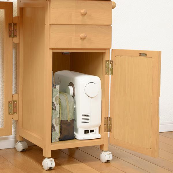 HAGiHARA 折りたたみデスク 幅88cm ワゴン付き キャスター