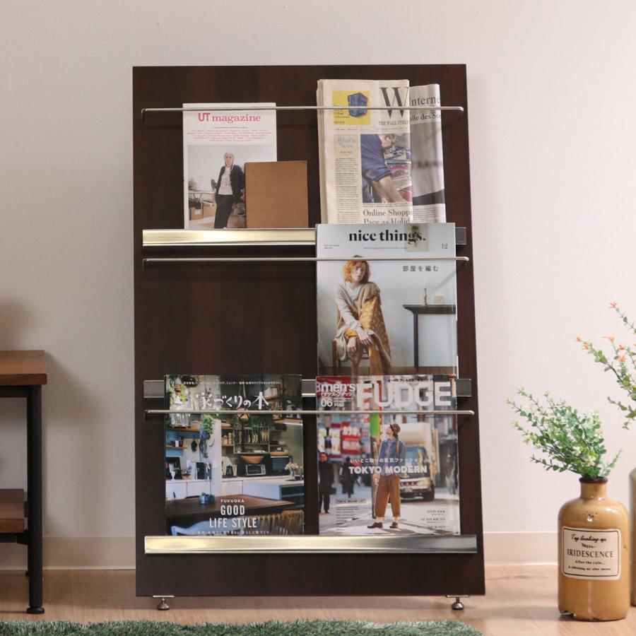 不二貿易 マガジンラック 幅58cm 3段 ワイド 木目調 折りたたみ式  