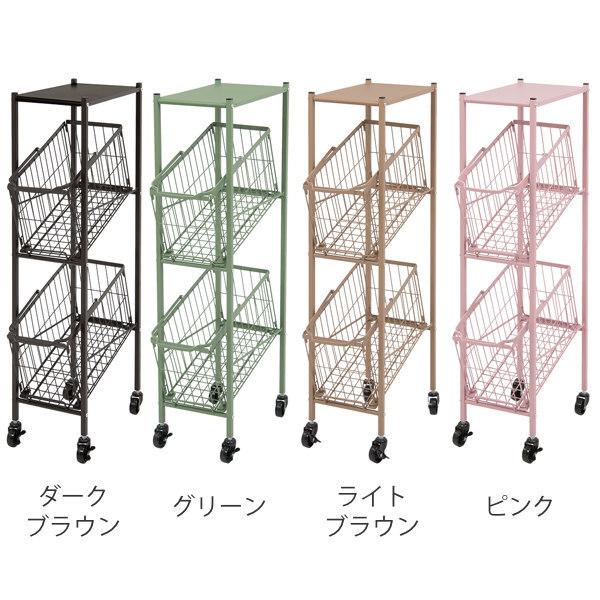 ランドリーワゴン 2段 スリム 幅28cm 棚付きバスケット ランドリー