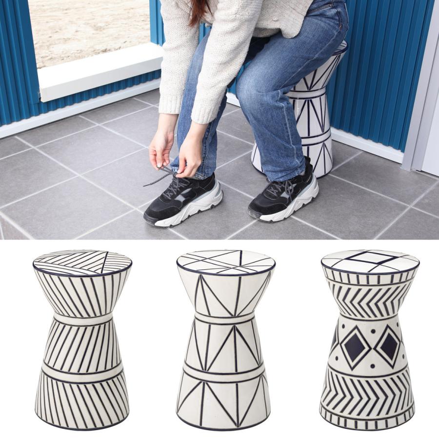 東谷 スツール 陶器 高さ45cm 丸形 円型 モロッカン 陶器スツール 腰掛