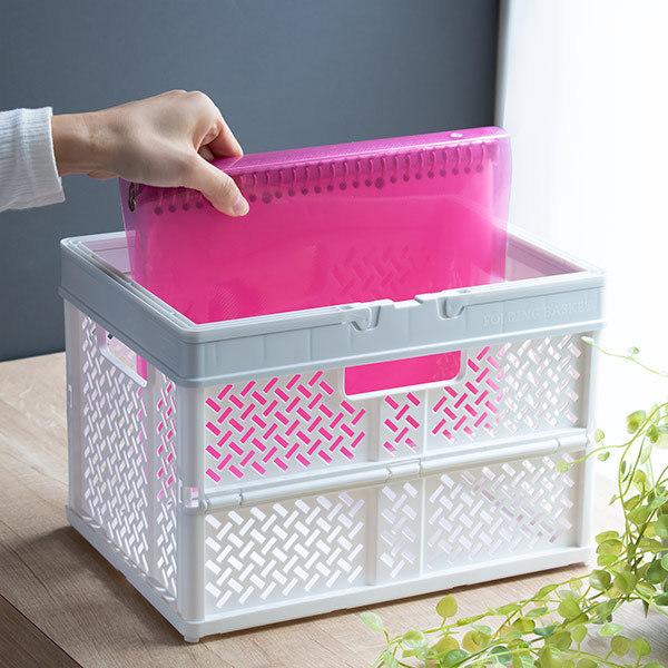 収納ボックス 幅31 奥行23 高さ21cm 折りたたみ カゴ バスケット S コンパクト 持ち手付き 収納 収納ケース 結婚祝い コンテナ プラスチック