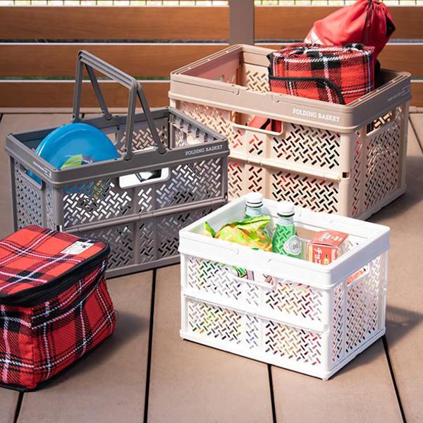 天馬 収納ボックス 幅39×奥行27×高さ26cm 折りたたみ カゴ バスケット