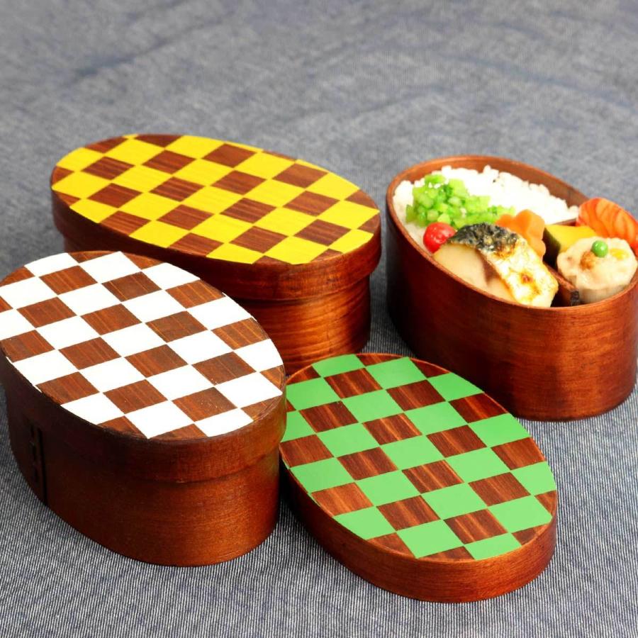 弁当箱 曲げわっぱ 400ml 1段 市松 小判 漆塗 （ お弁当箱 ランチ