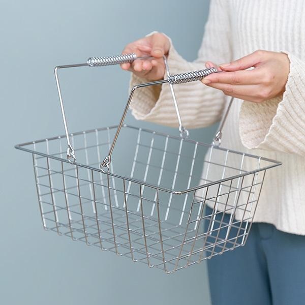 ワイヤーバスケット M 幅32×奥行24×高さ13cm クロム （ 収納バスケット