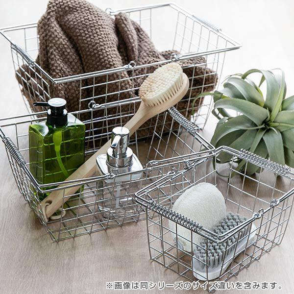 ワイヤーバスケット M 幅32×奥行24×高さ13cm クロム （ 収納バスケット