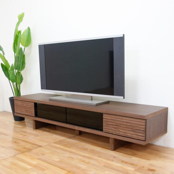 丸田木工 テレビ台 ローボード 天然木前板 ダークガラス引き戸 Ride 約