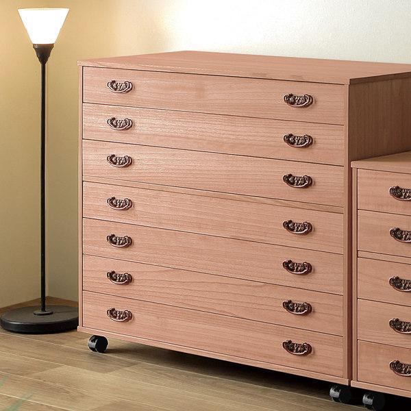 マーゼルン 総桐チェスト 7段 桐たんす 柿渋仕上 キャスター付 日本製