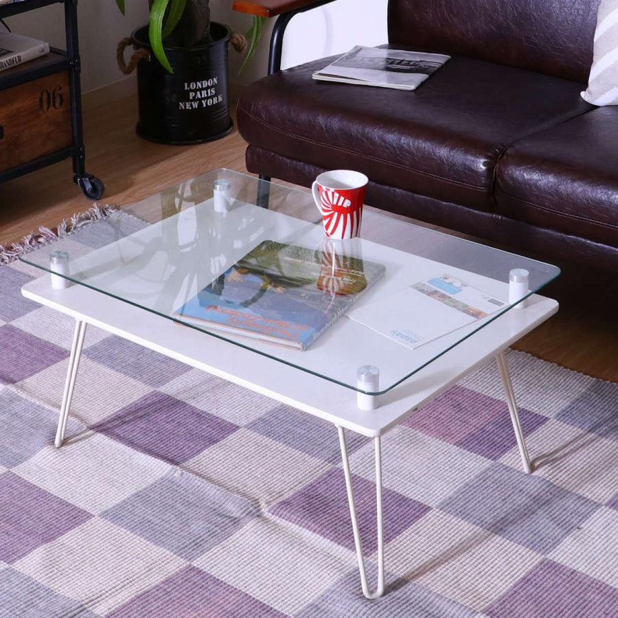 不二貿易（Fuji Boeki） ローテーブル 幅70cm ガラステーブル