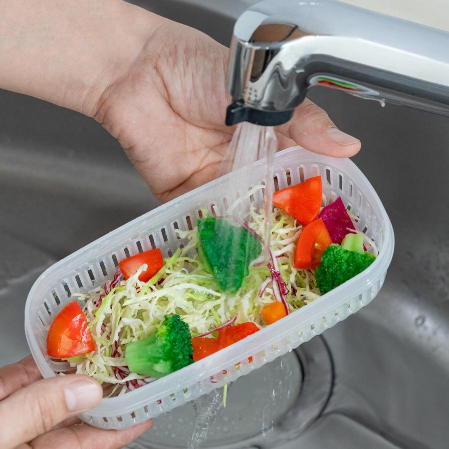 オカ 保存容器 ザル&ボウル3点セット 蓋付き あらう スリム Vegi mage