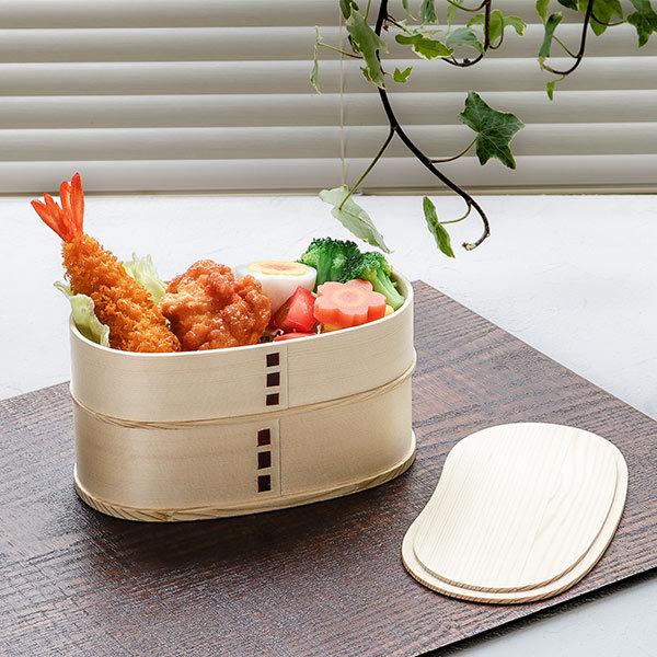 弁当箱 曲げわっぱ 2段 800ml 豆型 （ 木製 ランチボックス 二段
