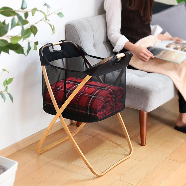 パール金属 バスケット 折りたたみ バタフライメッシュスタンド 竹