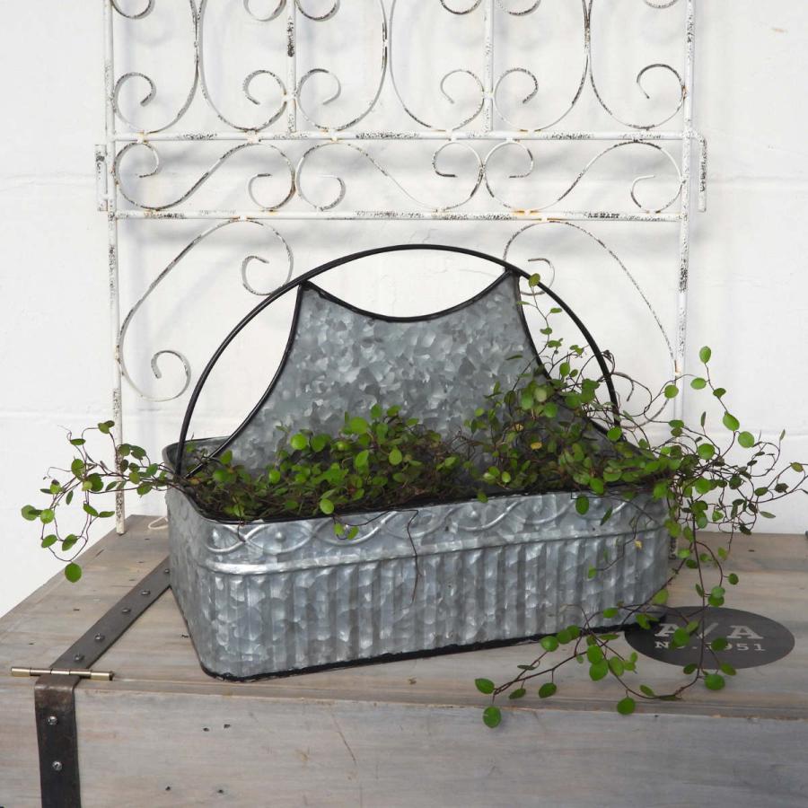 角 大型 バスケット ブリキ バケツ プランター 植木鉢 収納 小物収納