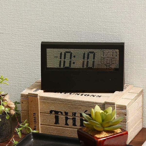 置き時計 デジタル 目覚まし時計 温度計 カレンダー インテリア （ 置時計 とけい 時計 アラームクロック テーブルクロック ）｜interior-palette
