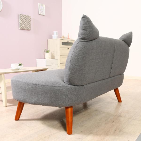 不二貿易 ソファ 猫ソファ 二人掛け 幅124cm 猫耳 ローソファ 脚付き