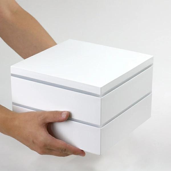 HAKOYA 弁当箱 重箱 2段 3400ml 3人 4人用 21cm 角 二段重 ホワイト