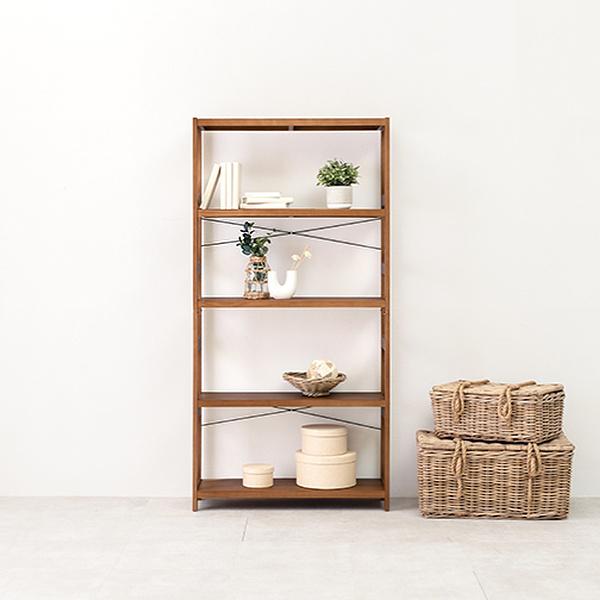 木製オープンシェルフ 5段 ナチュラルウッド オープンラック 5段 ワイド 木製 フリーラック 幅90cm （ 木製