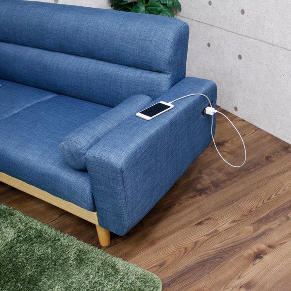 ソファ 2.5人掛け 幅159cm コンセント付き クッション ファブリック