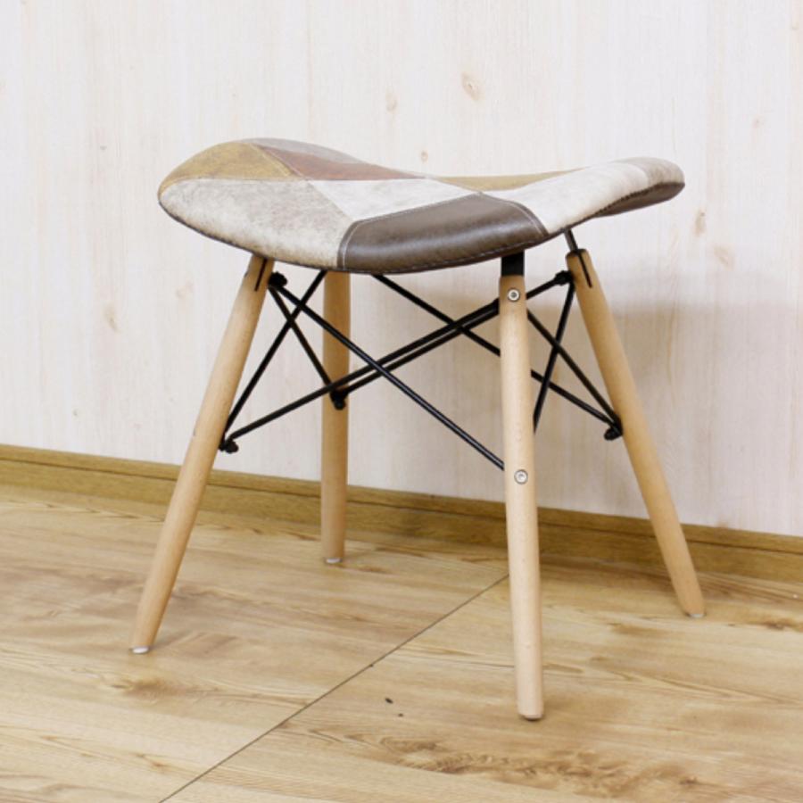 スツール 高さ45cm パッチワーク 木製 （ チェア イス 椅子 チェアー