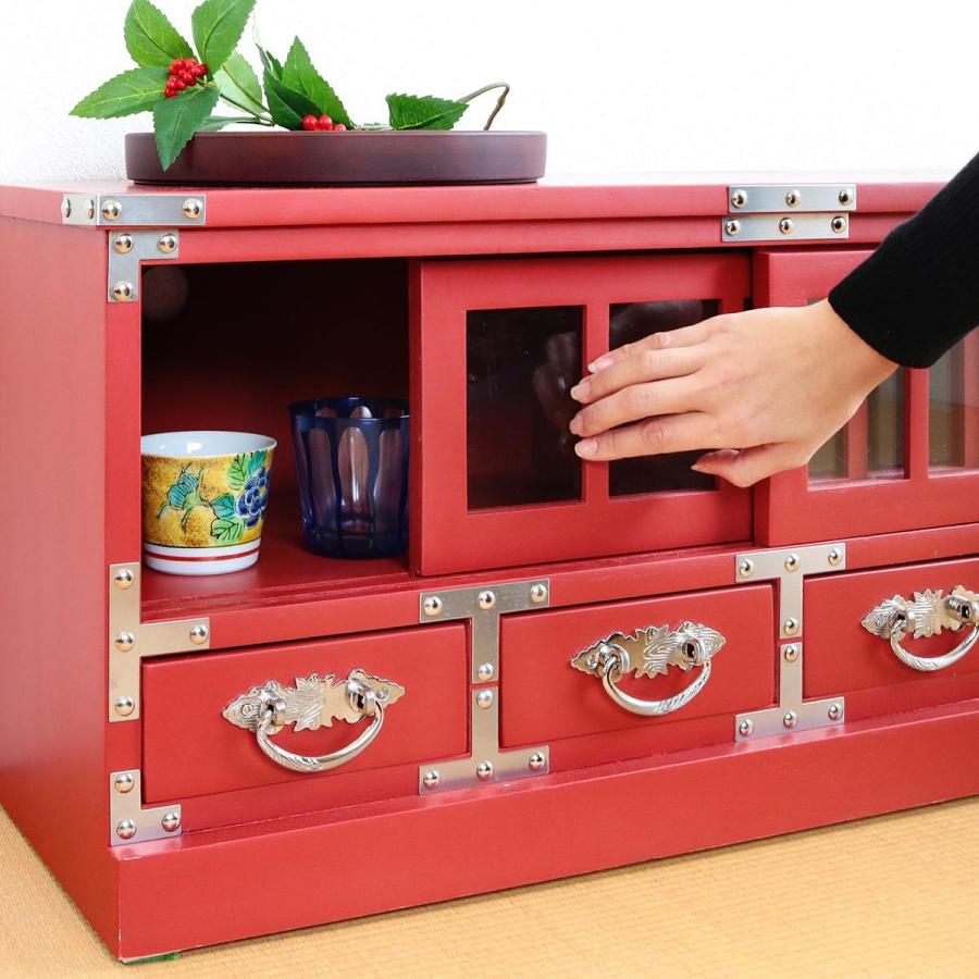 ローボード 桐製 民芸調 和風テレビ台 朱雀 幅81cm （ TVボード テレビ