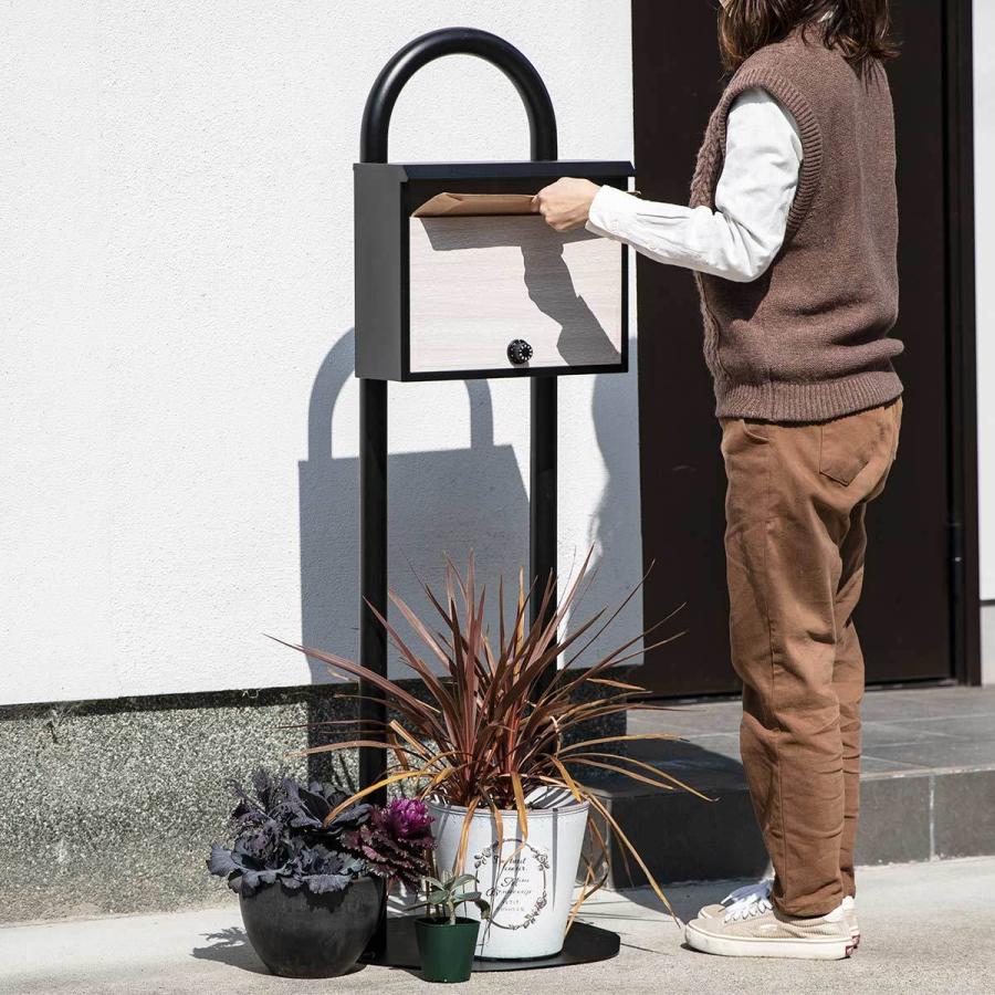 ポスト スタンドポスト スタンドセット ダイヤル式 木目 （ 窓付き