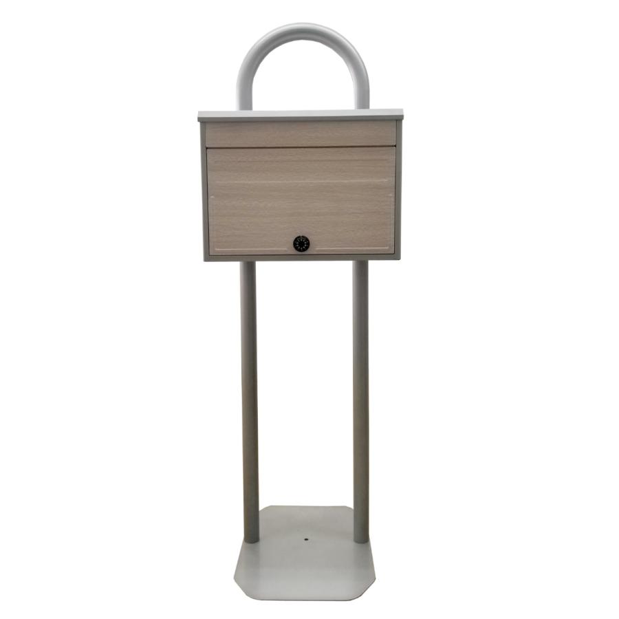 ポスト スタンドポスト スタンドセット 自立式 ダイヤル式 木目 （ 窓