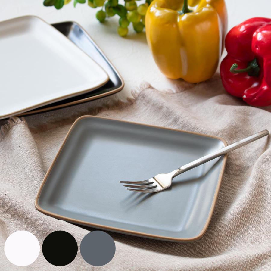 プレート 14cm スクエアプレート エッジライン 陶器 （ 食洗機対応