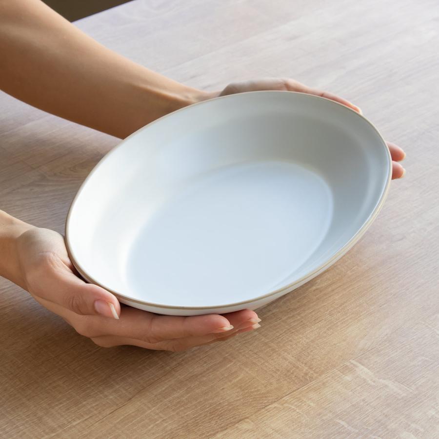カレー皿 27cm オーバル エッジライン 陶器 （ 食洗機対応 電子レンジ