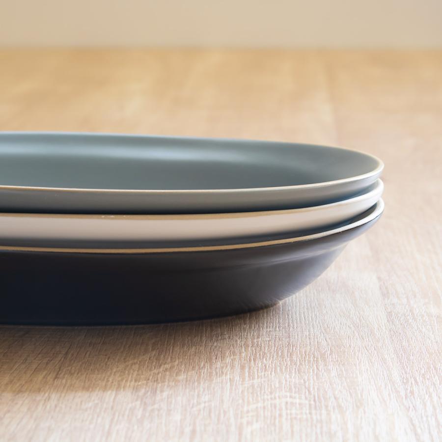 カレー皿 27cm オーバル エッジライン 陶器 （ 食洗機対応 電子レンジ