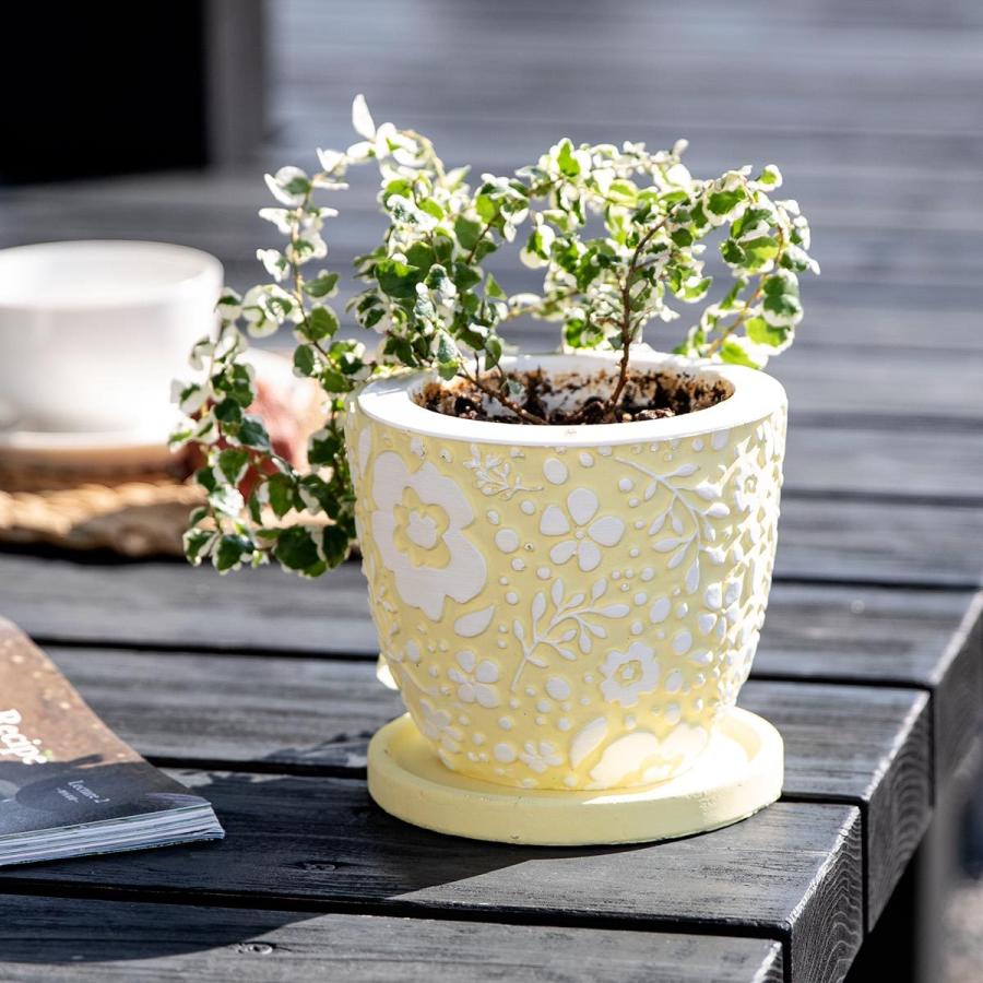 フローリア キューブ24cm ホワイト　アンティーク鉢　植木鉢　花柄　インテリア 楽天市場】アンティーク調 植木鉢 プランター Mサイズ おしゃれ