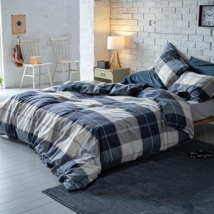 掛け布団カバー Fab the Home ダブル アクロス 綿100％ チェック柄