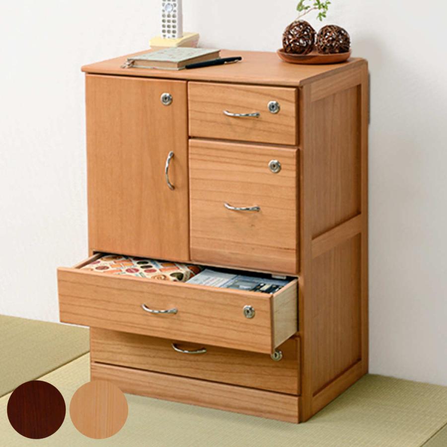 全段鍵付き チェスト 4段 桐製 左開き戸 幅47cm （ 鍵付きチェスト