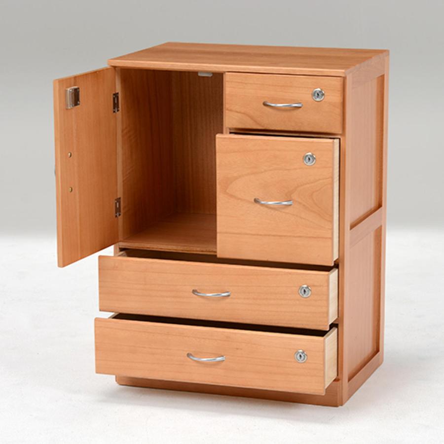 全段鍵付き チェスト 4段 桐製 左開き戸 幅47cm （ 鍵付きチェスト