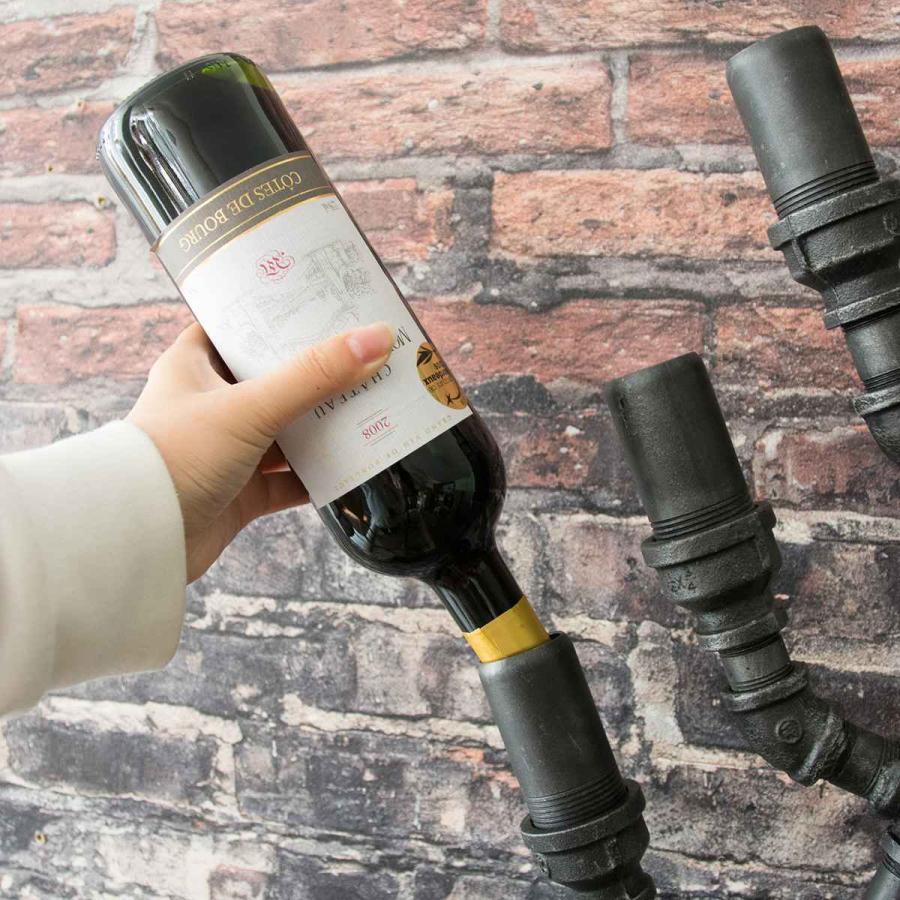 ワインボトルラック 壁掛け インダストリアル調 配管フレーム 幅44cm ワインラック 配管インテリア ディスプレイラック バル風 ボトルラック 3197 インテリアパレットヤフー店 通販 Yahoo ショッピング