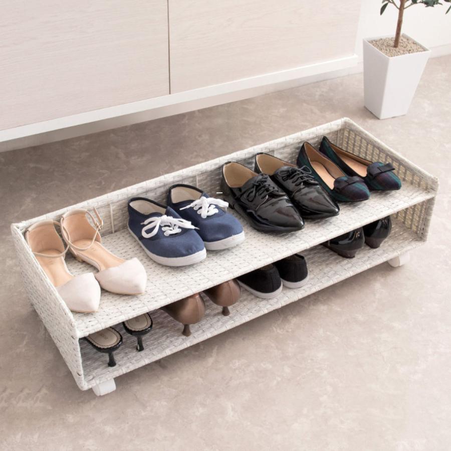 宮武製作所 シューズラック Carton 下駄箱下 ラタン調 （ 玄関収納
