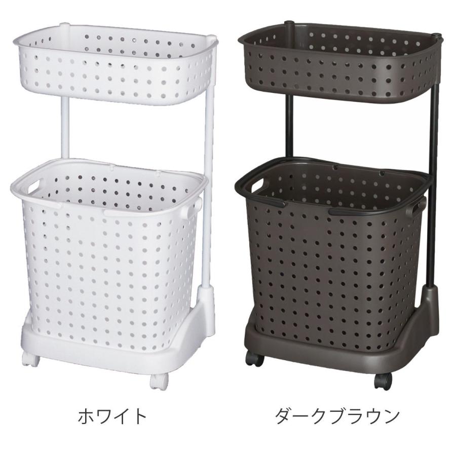 ブラウンとホワイトの洗濯物入れ ランドリーバスケット レクエア 2段 （ ランドリー バスケット