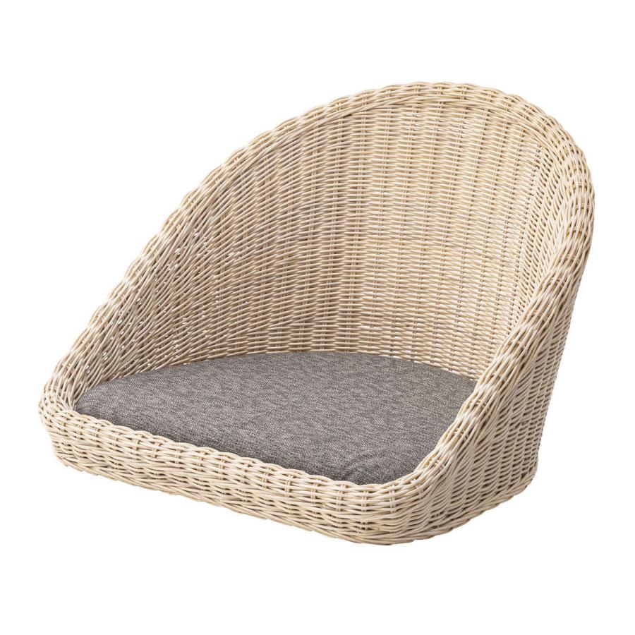 ラタン フロアチェア　座椅子 グレーのクッション付き 東谷 籐 フロアチェア クッション付 幅53cm （ 座椅子 一人掛け 1人