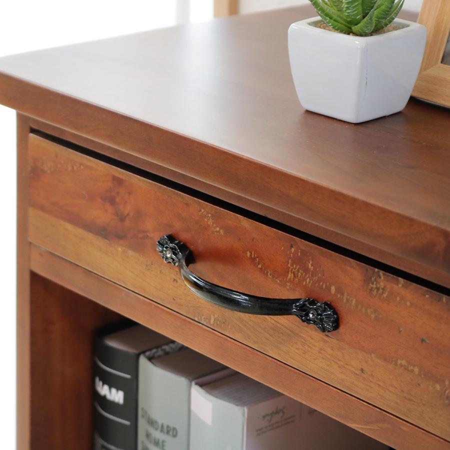 電話台 マホガニー天然木 幅42cm （ 電話 ファックス台 収納棚 収納