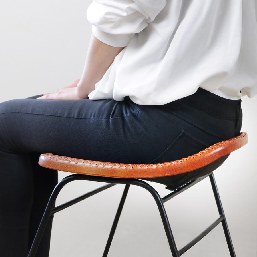 スツール 座面高45cm レザー アイアン アンティーク調 （ チェア イス