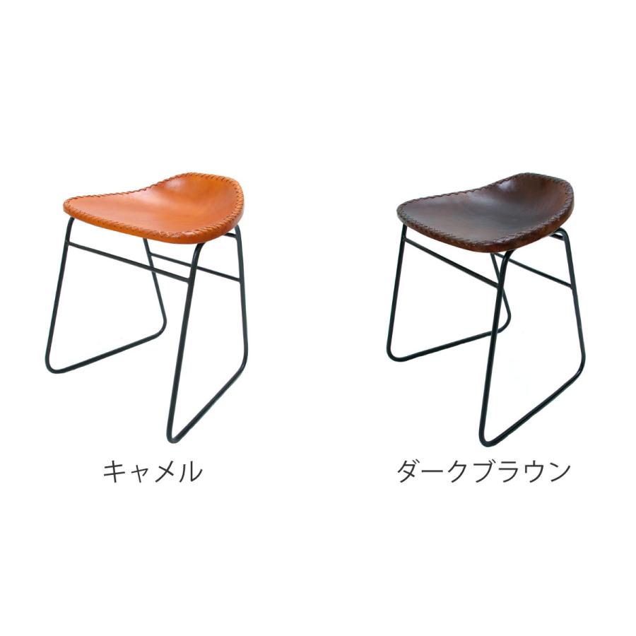 ブラウンレザー調 バースツール　椅子　昭和レトロ　アイアン スツール 座面高45cm レザー アイアン アンティーク調 （ チェア イス
