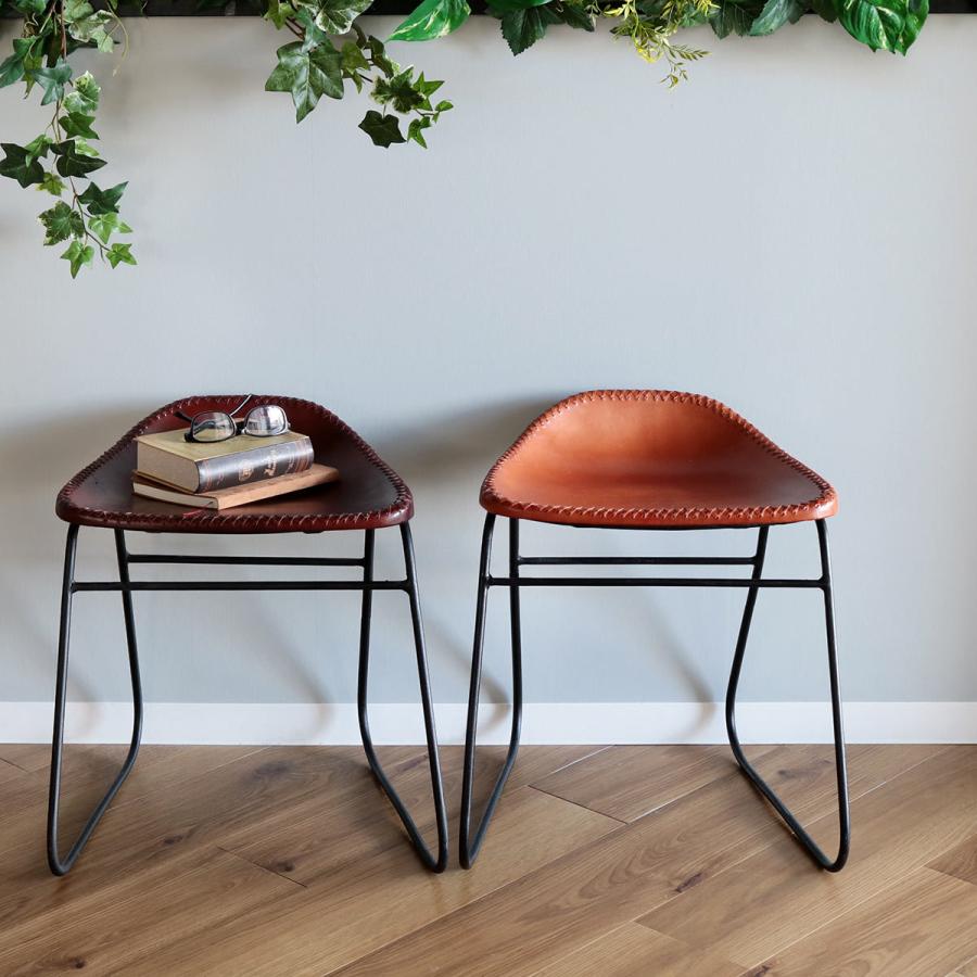 スツール 座面高45cm レザー アイアン アンティーク調 （ チェア イス