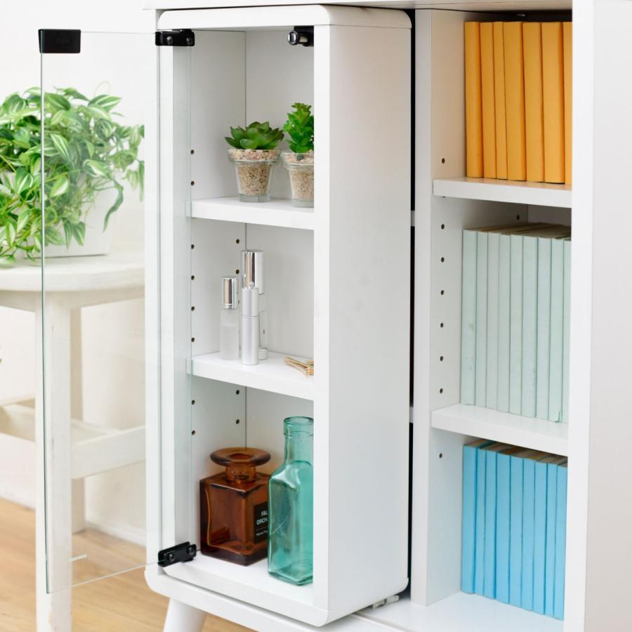 JK-PLAN マガジンラック スライド収納 ガラス扉付 Pico 幅50cm