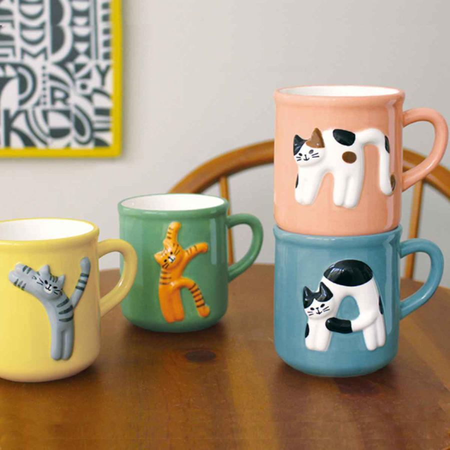 マグカップ 300ml 猫 イニシャル 陶器 （ 電子レンジ対応 マグ カップ コップ テーブルウェア キッチン用品 動物 アニマル ）｜interior-palette