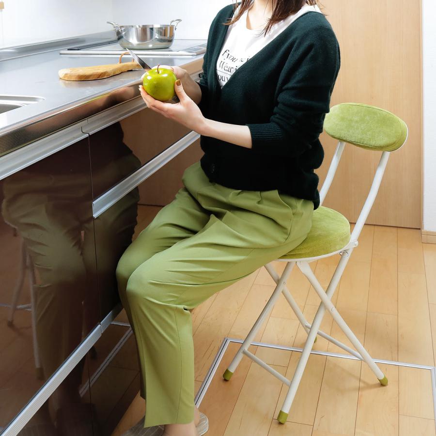 東谷 折りたたみ椅子 座面高47cm クッション 背もたれ チェア